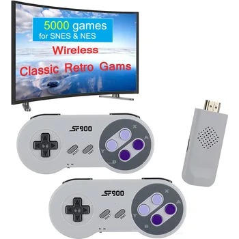 SF900 Retro Oyun Mini Oyun Sopa Dahili 5000 Oyunları video oyunu Konsolu için Süper Nintendo SNES NES 2.4 G Kablosuz Gamepad Oyun