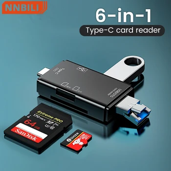 USB3. 0 kart okuyucu 6 in 1 OTG Çok Fonksiyonlu Tip C Mikro TF SD USB kart okuyucu Adaptörü Bilgisayar Dizüstü tablet telefon Aksesuarları