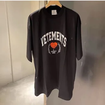 Vetements Erkek Kadın T-shirt VTM Kalın kumaş büyük boy gömlek moda üst Tee Giyim spor salonu