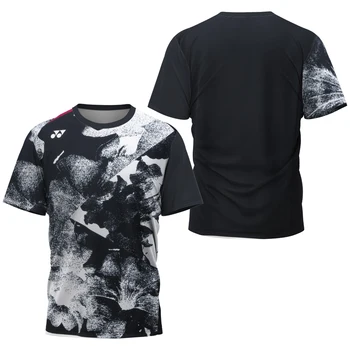Yaz Yeni erkek Spor nefes rahat tişört çabuk kuruyan Spor T-shirt badminton üniforma masa tenisi giyim