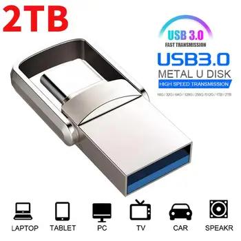 Yeni 2 TB USB 3.0 Usb Flash Sürücü 1 TB 512 GB 256 GB 128 GB kalem sürücü flash sürücü su geçirmez gümüş u disk memoria cep usb sopa
